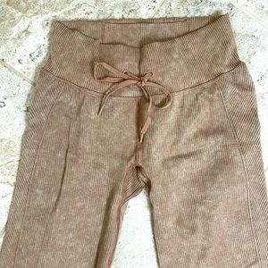 Victorias Secret Pink Ribbed High Waist Leggings Size Small Camel Nude
